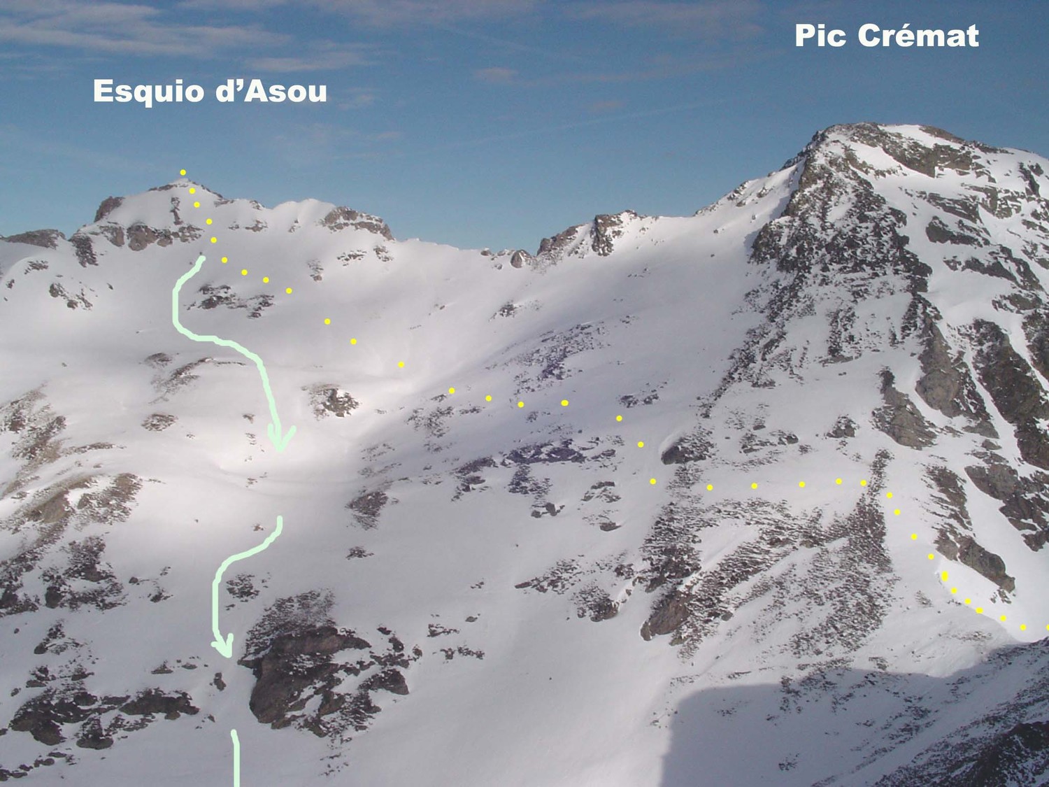 itinéraire Esquio d'Asou vu depuis le pic de Bédéra