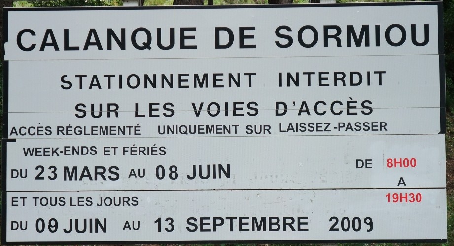 Restriction d'accès routier à Sormiou