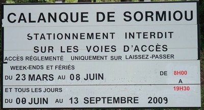 Restriction d'accès routier à Sormiou