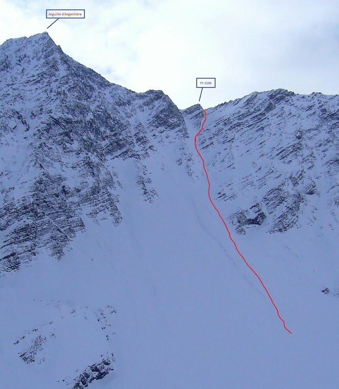 Aiguille d'Argentière : le couloir de la Pointe 3104
