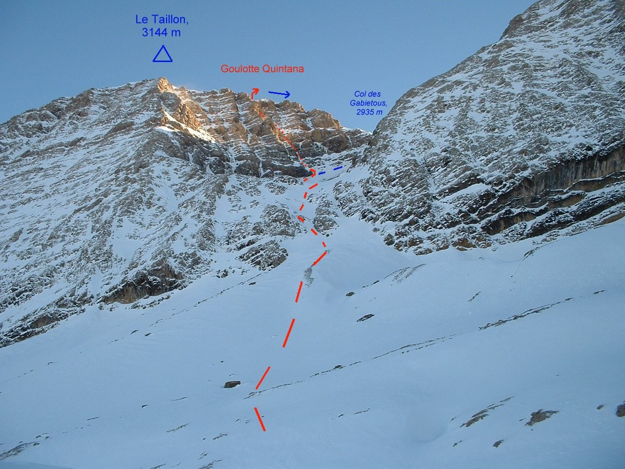 La voie qui se dévoile peu après le Col de Boucharo - le 12 déc. 2009
