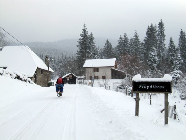 Arrivée à Freydières à vélo le 19 décembre