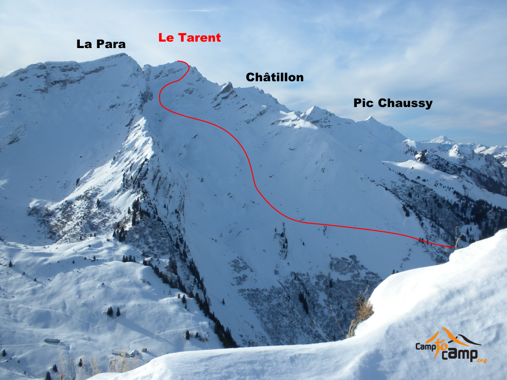 Itinéraire du Tarent, vu de la Tête à Josué