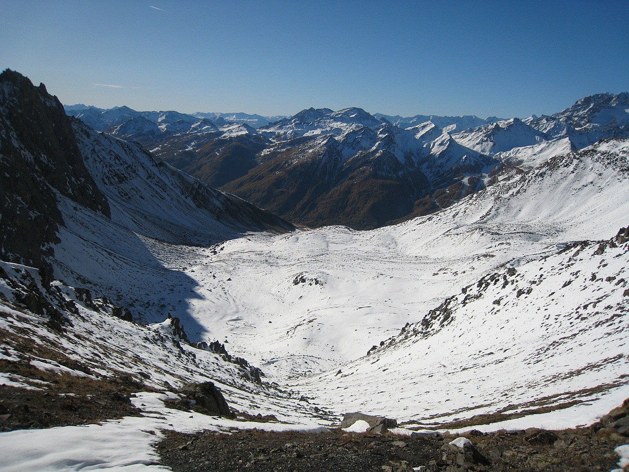vallon de la Moulette depuis le col de Roche Noire (2693m)