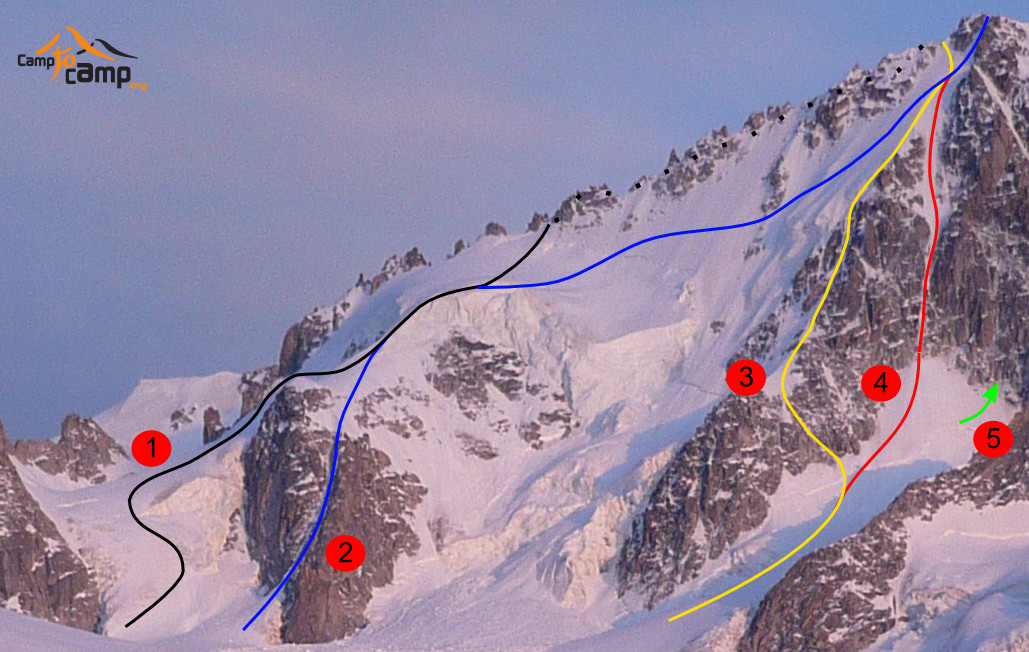 Topo : Chardonnet, détail partie gauche du versant NW