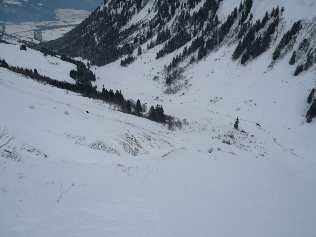 Le bas de la combe et le vallon de Verne