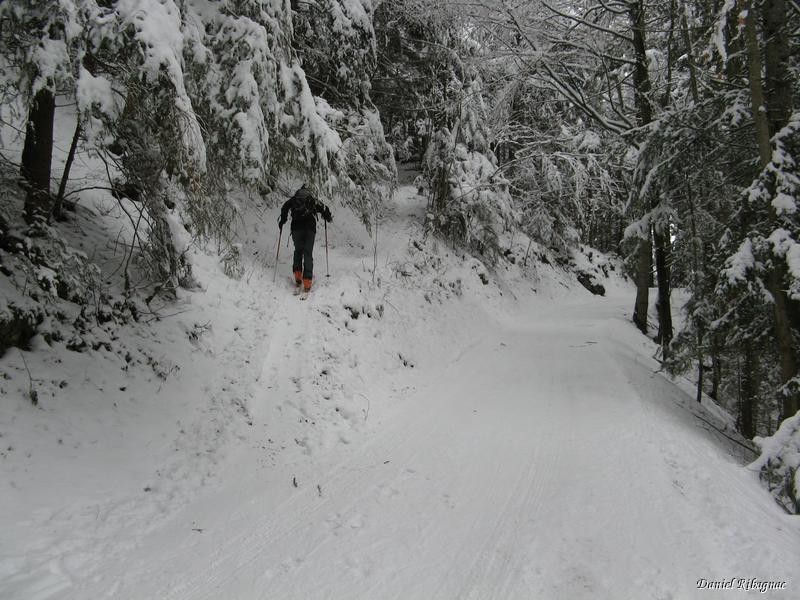 Après Léoutre passage dans la forêt, juste de quoi skier et des passages à l'arrache !