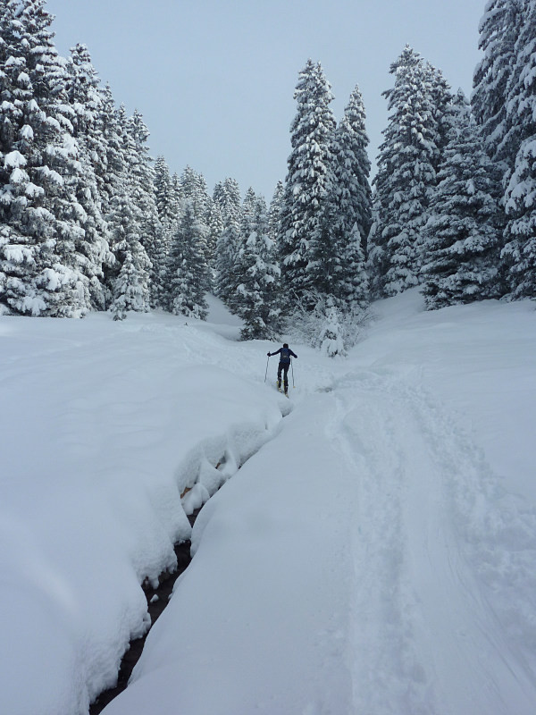 Enneigement au départ de la montée par les Pourettes