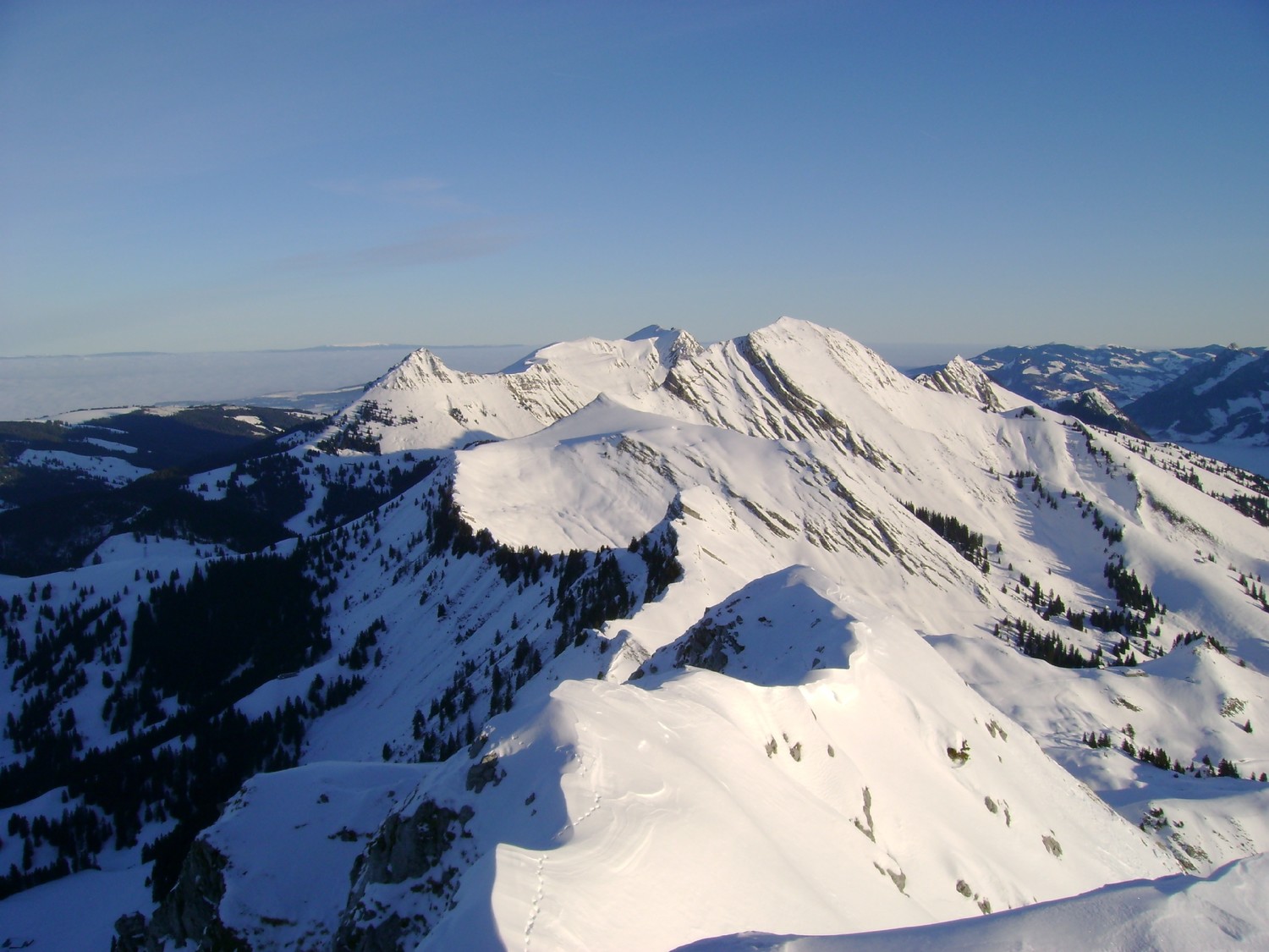 Vue sur Teysachaux, le Moléson, Dent de Lys et Folliu Borna