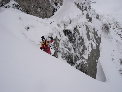couloir gauche du falimont leo en action