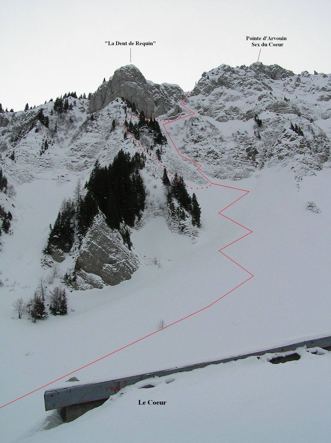 Pte d'Arvouin/Sex du Coeur, couloir de la Dent du Requin