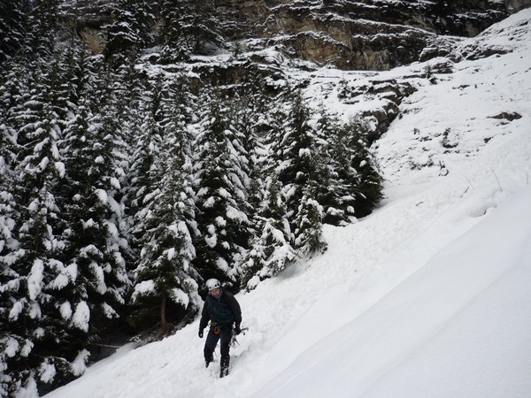 Gsallerbach: descente: traversée des couloirs raids