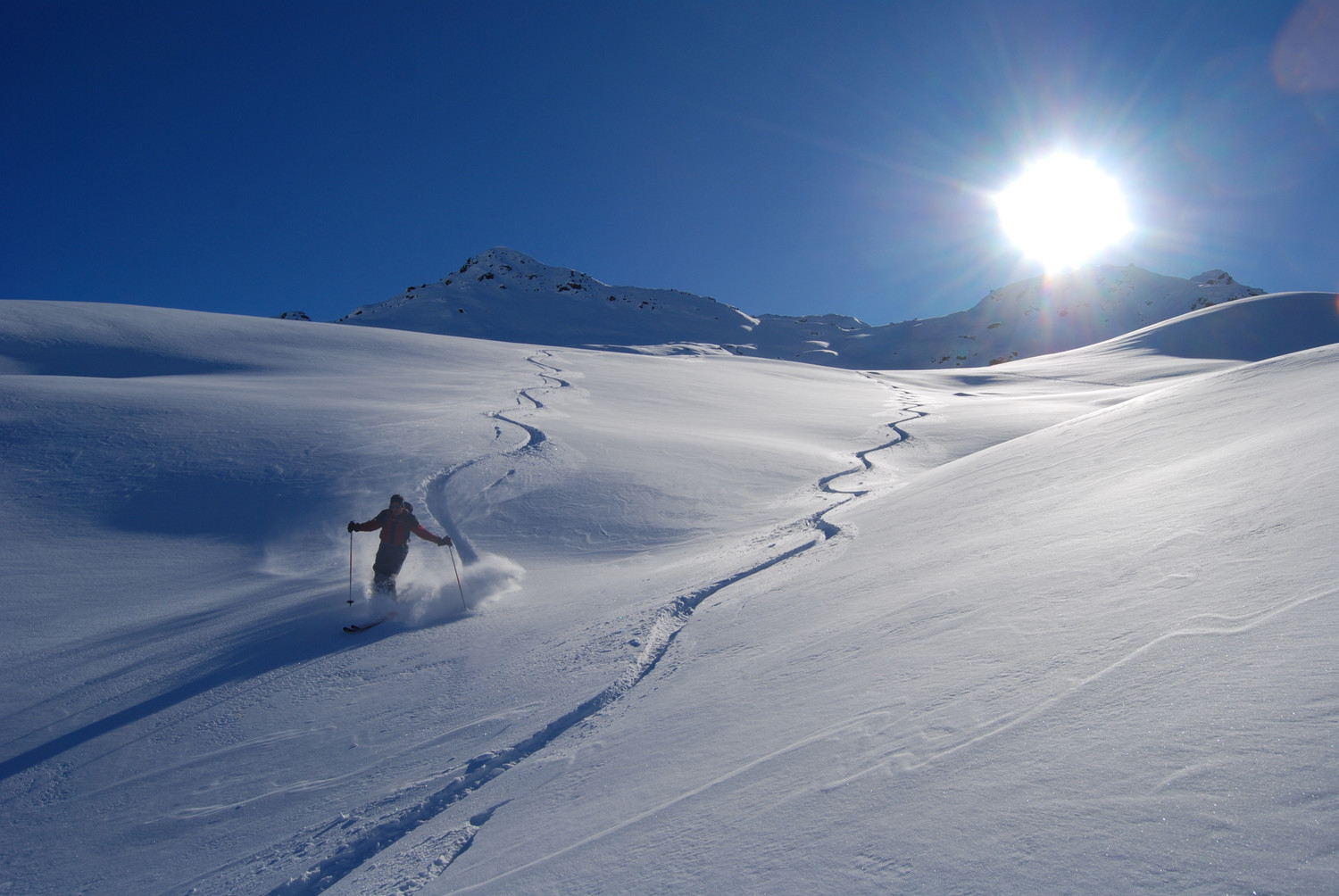Apoteosi in neve fresca durante la discesa dal Dosso Resaccio.