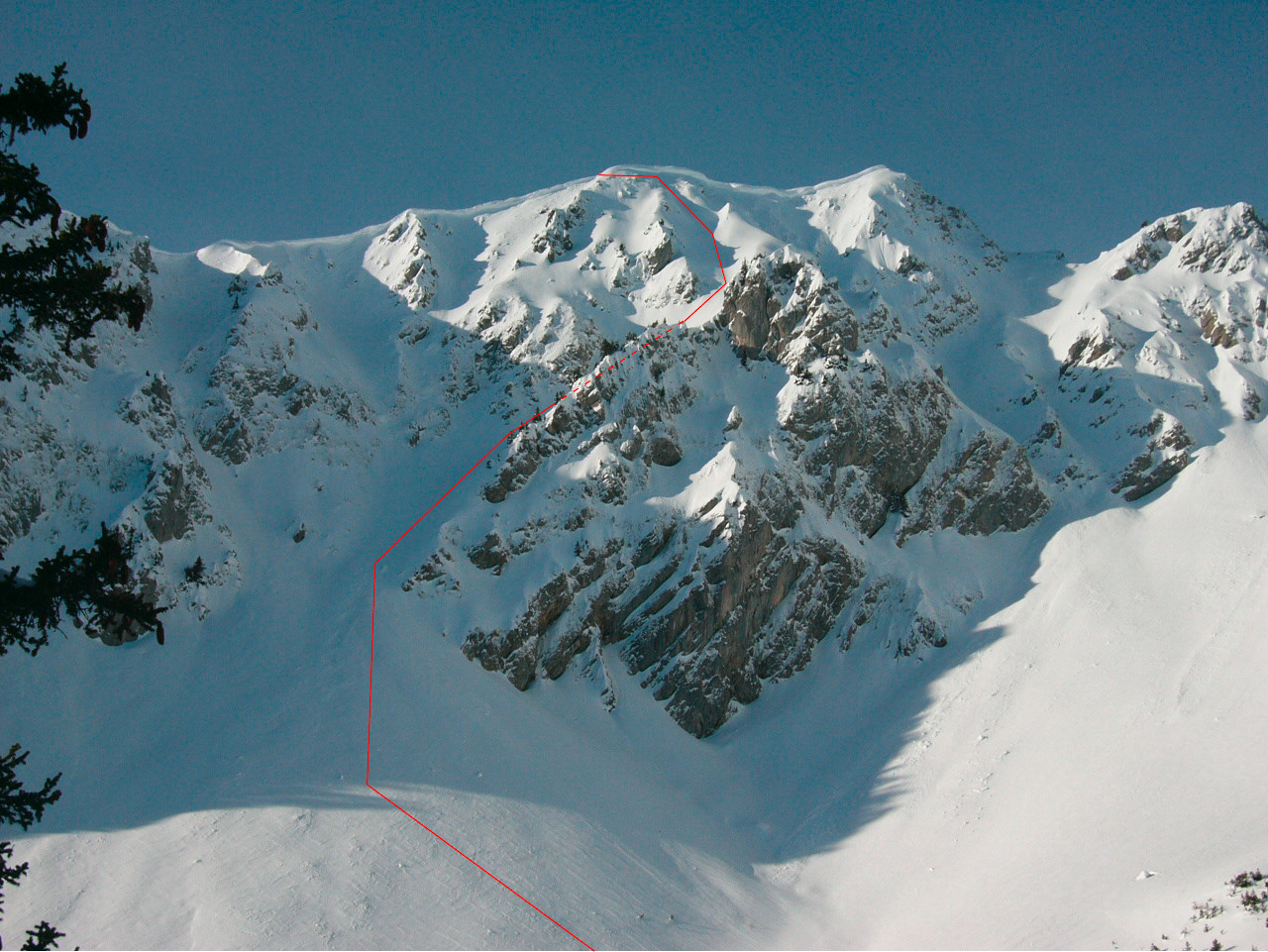 Notre ligne de montée et de sortie dans le couloir NE du Mont d'Or