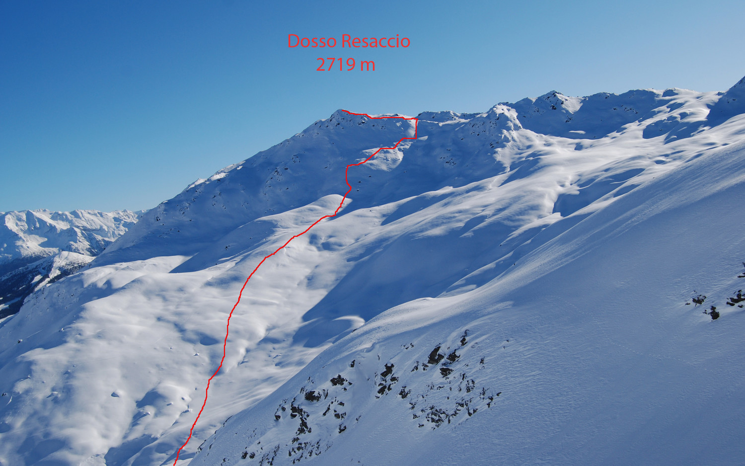L'itinerario al Dosso Resaccio 2719 m.