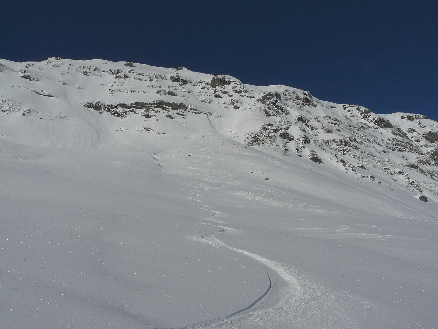 Le couloir S, au centre, vu depuis les Frédys