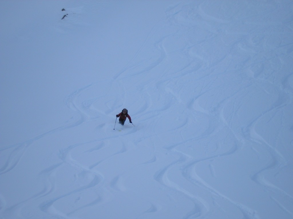 Que de la poudre sur 2/3 de la descente!