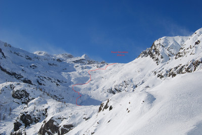 Il versante E del Passo Verrobbio 2026 m visto dalla Casera di Cul 1714 m