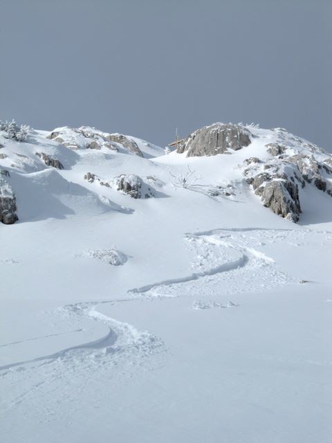 Pour descendre aux Cottaves depuis le sommet, ne faites pas comme nous qui avons pris plein E, prenez plutôt SE depuis la croix