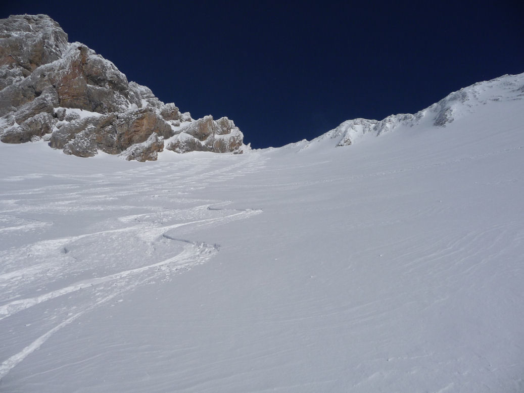 Traces dans la descente du col des verts