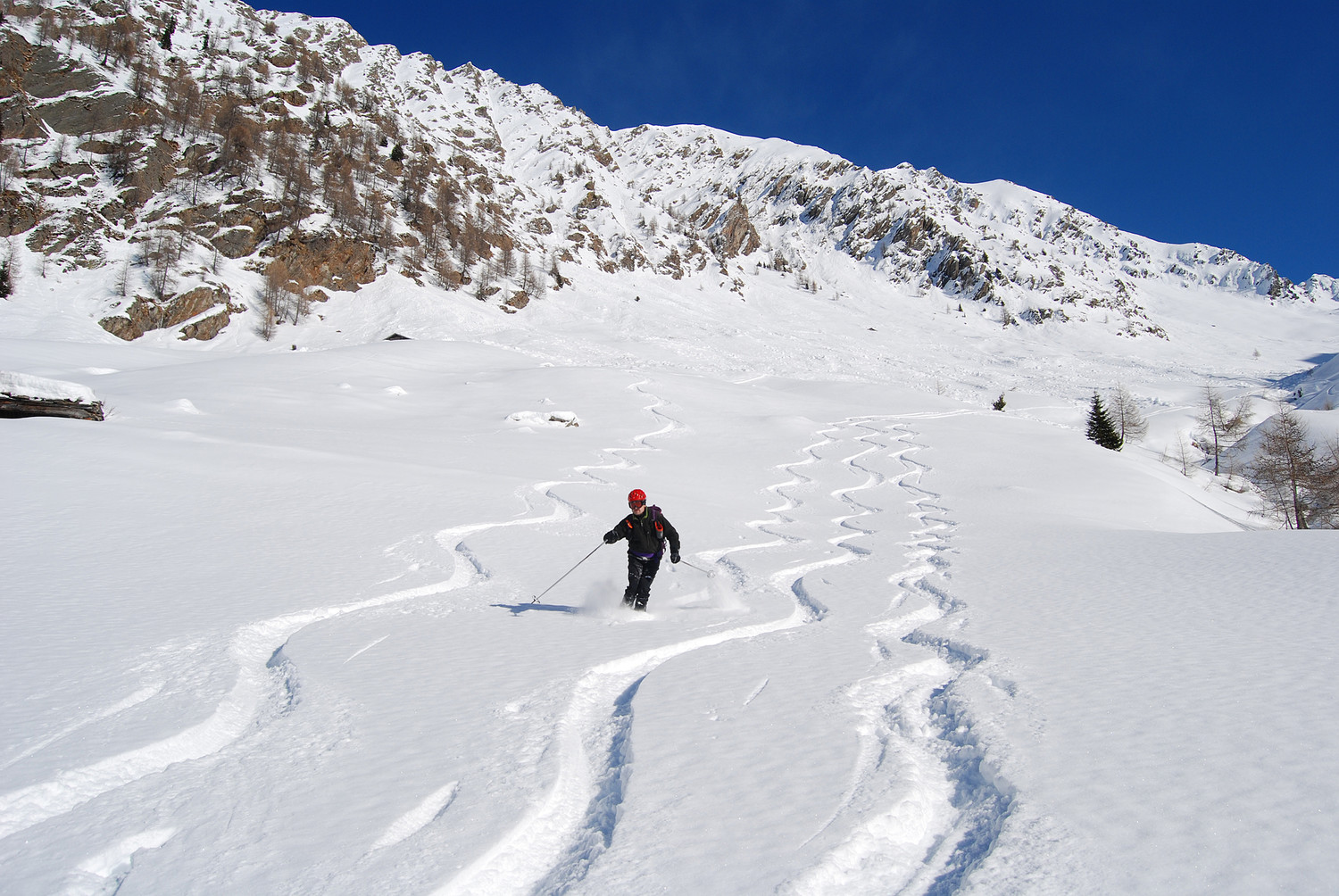 Giuliano in discesa dalla Valle di Cuminello.