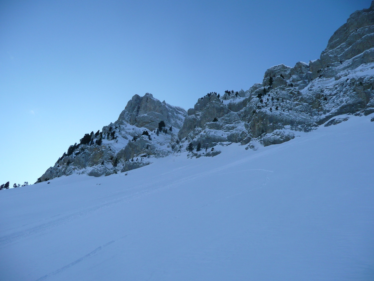 Arrivée au pied du couloir
