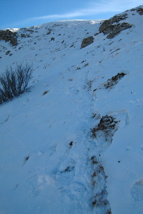 Passaeg pénibleà la montée sous la crête