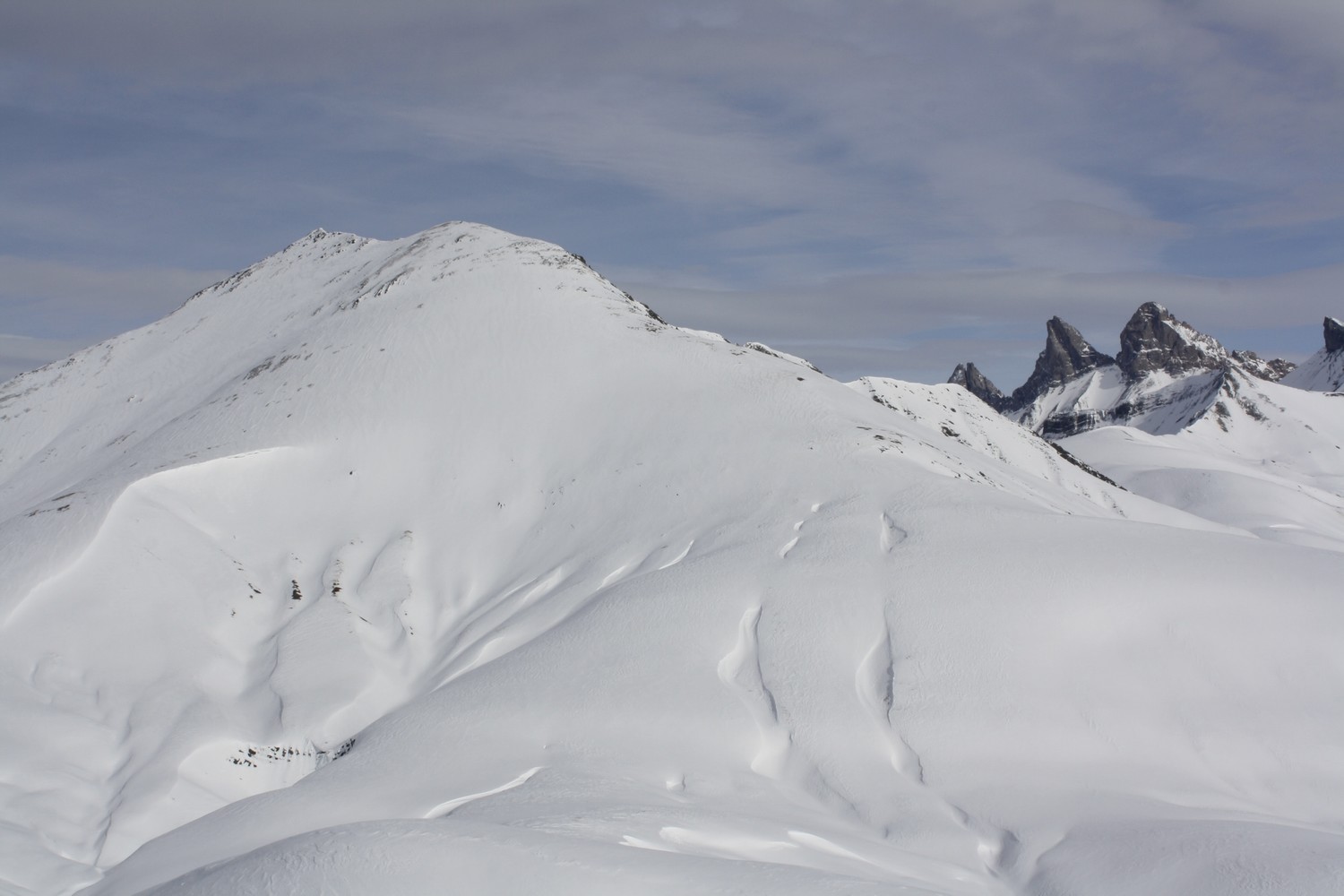 Le Pic du Mas de la Grave et les Aiguilles d'Arves depuis la Tête du Vallon