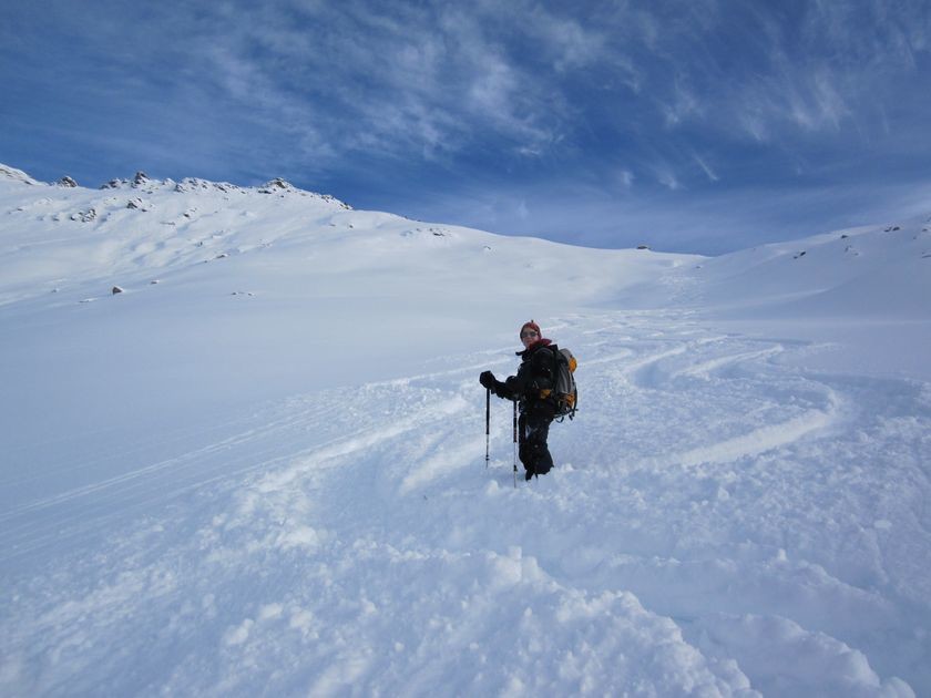 Descente en face N de l'Albergian