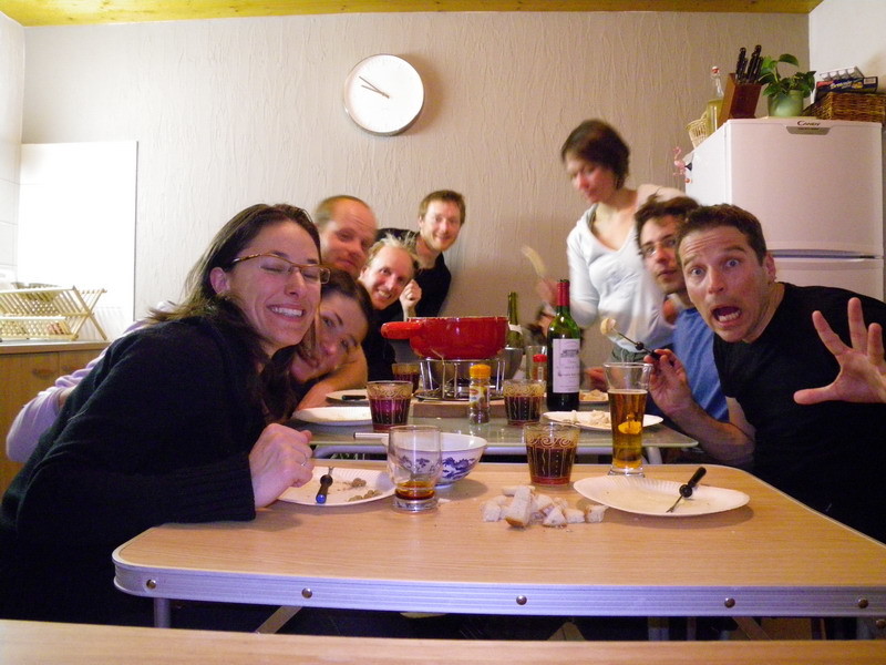 Fondue chez David et Céline, pour bien finir la journée.