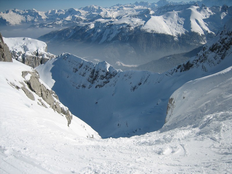 Le départ du couloir de Combe Sauvage