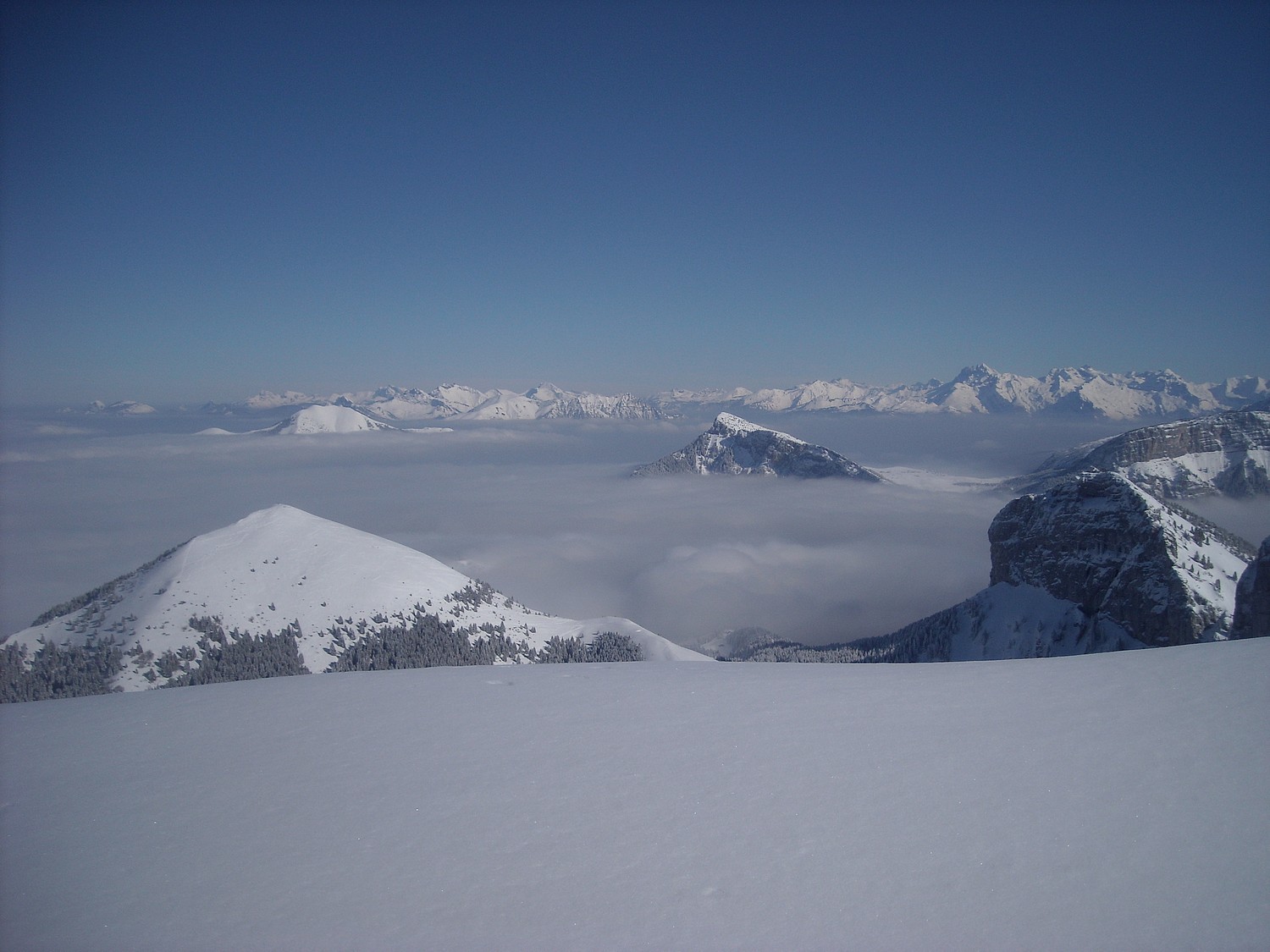 Vue du sommet : Cou, pointe d'Andey et Roche Pranal.