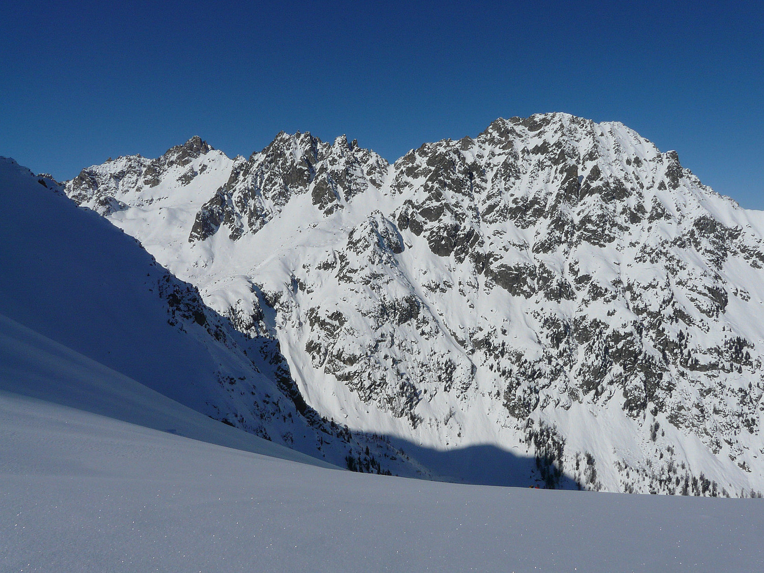 Depuis Creux Magnin, vue sur les Clochers d'Arpette