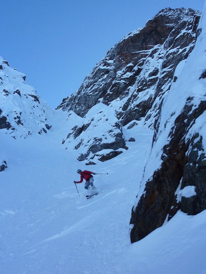 Fin de la parti raide du couloir N du Nant Bruyant