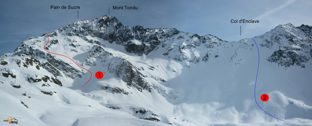 Topo : Col d'Enclave et Pain de Sucre du Mt Tondu