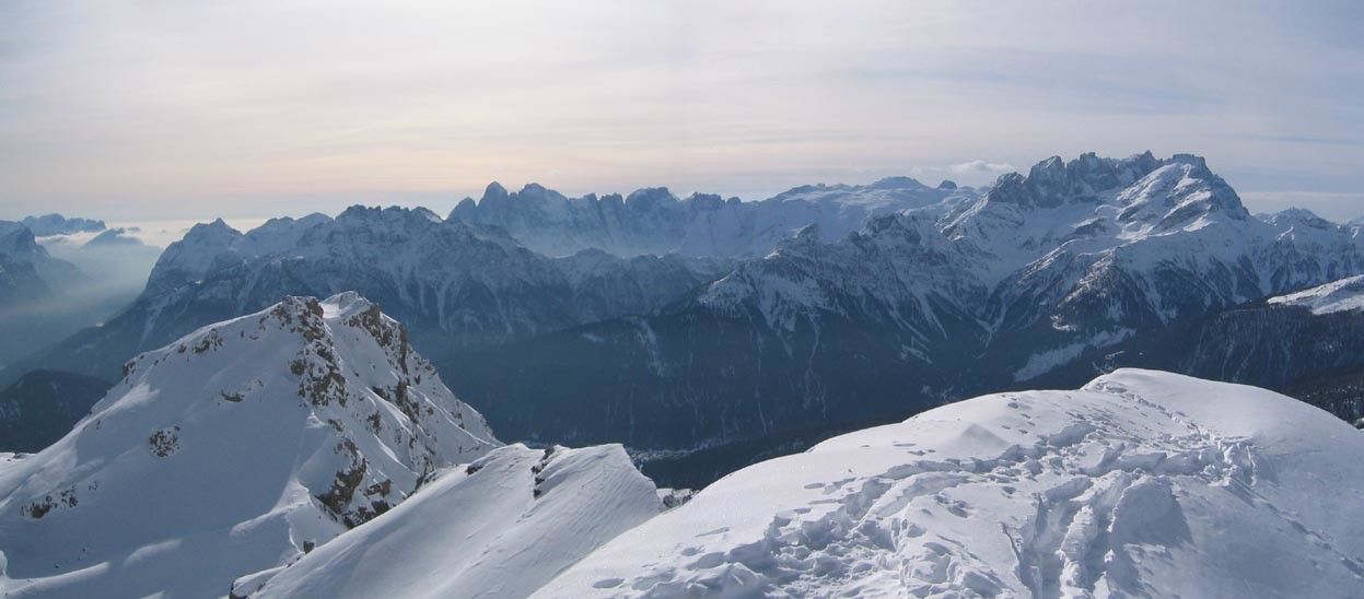 panorama Sud depuis Forca Rossa (Mulaz et Pale di San Martino à droite)