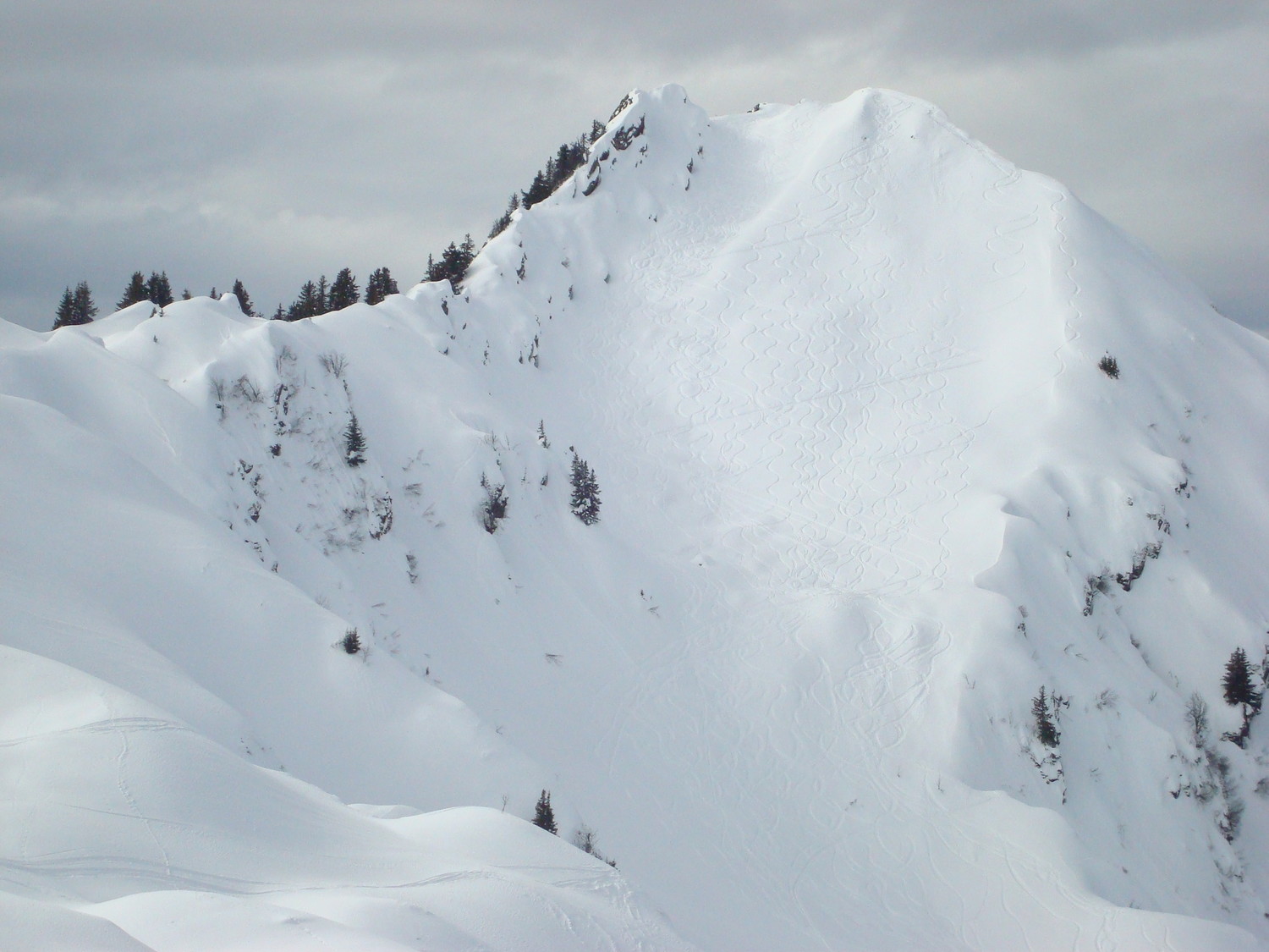 Roche Pourrie: versant Nord tout tracé.