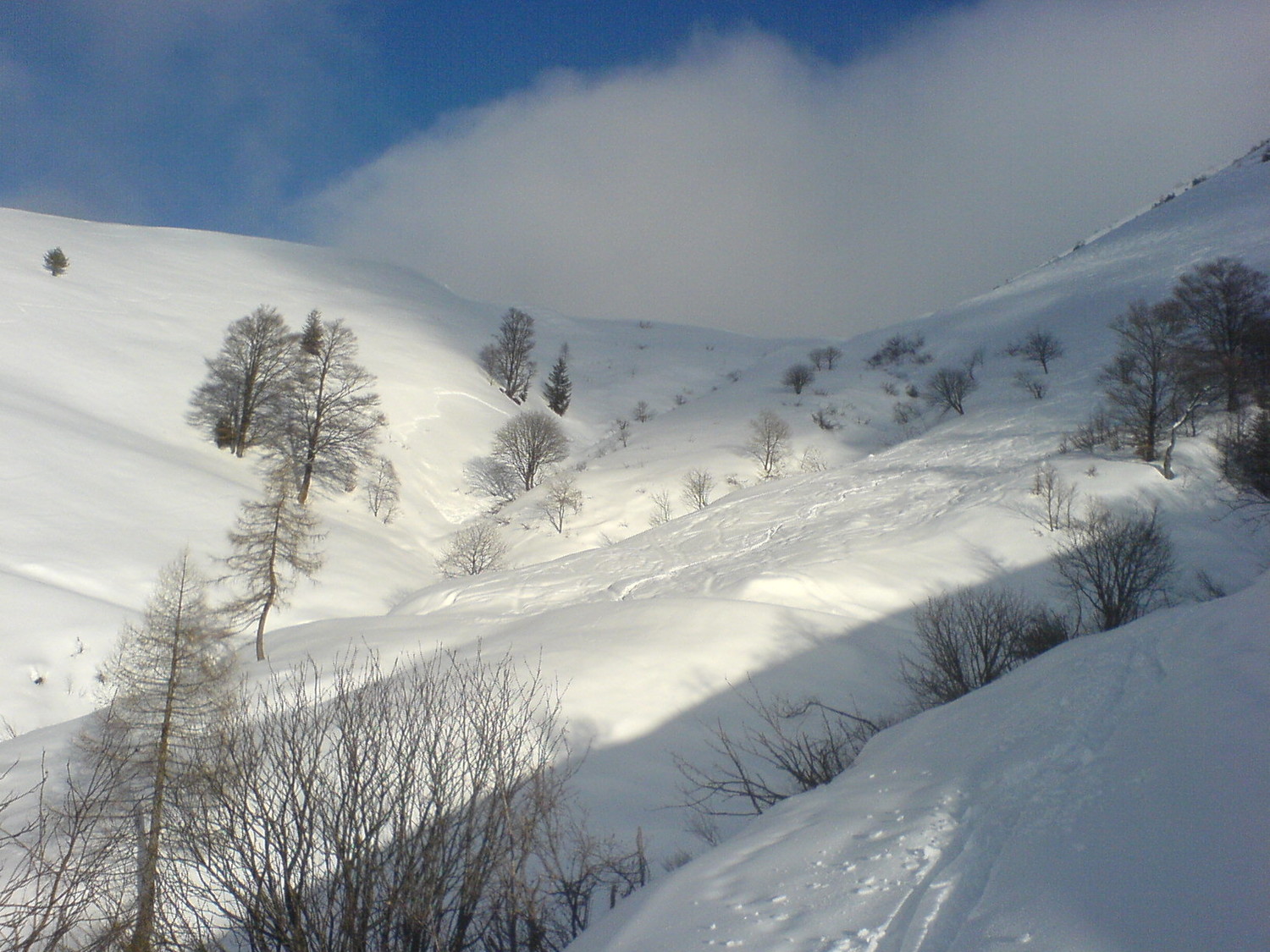 bella discesa su neve pesante