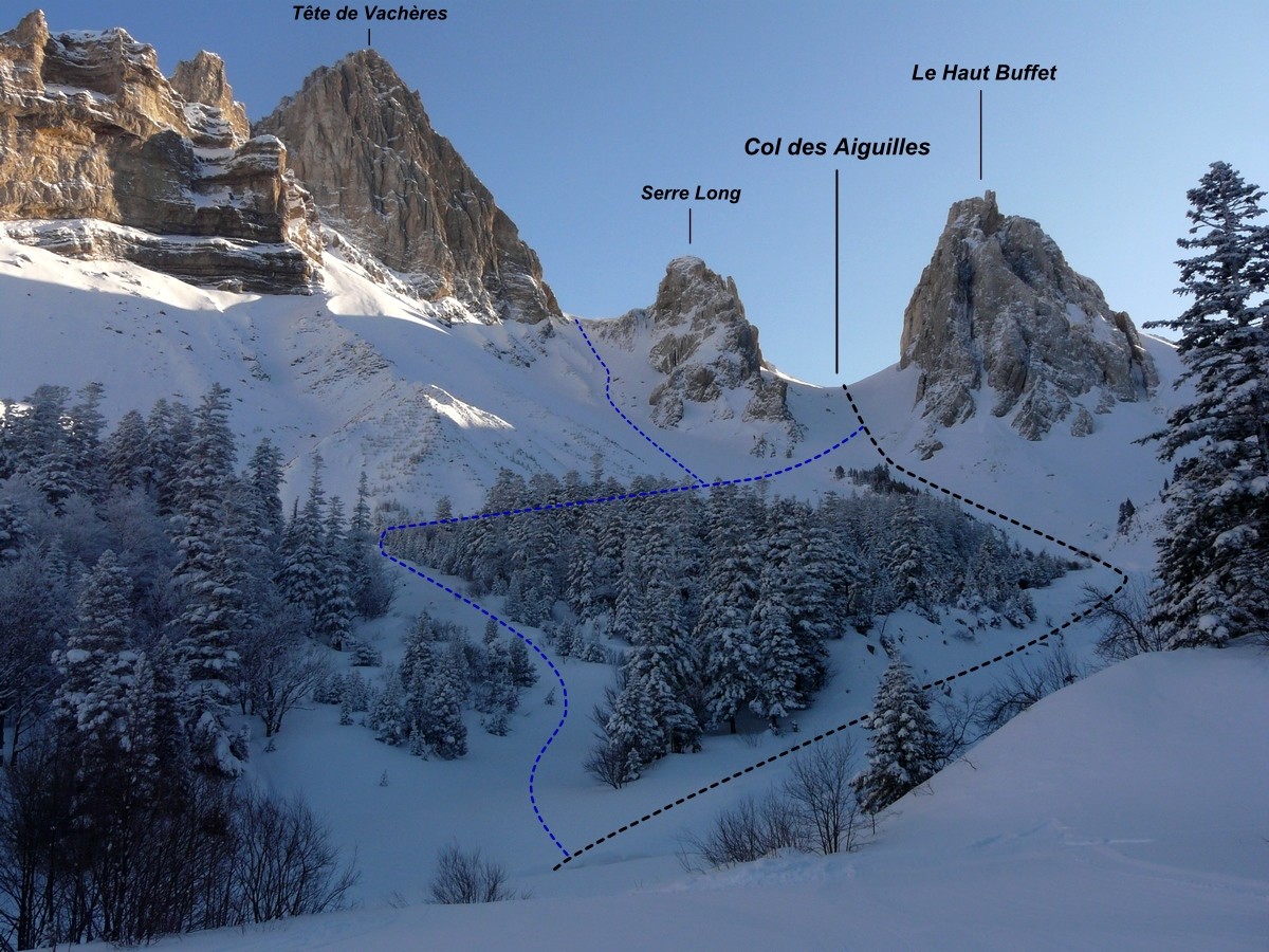 Col des Aiguilles - Versant W (itinéraire à ski)