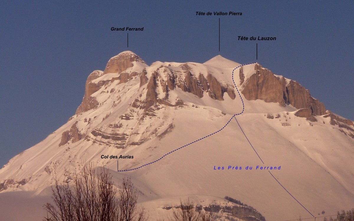 Tête du Lauzon - Couloir SW (itinéraire à ski)
