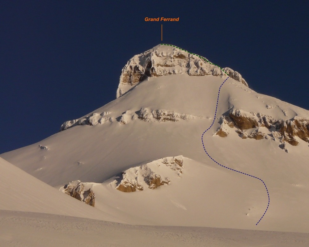 Grand Ferrand - Face S (itinéraire à ski)