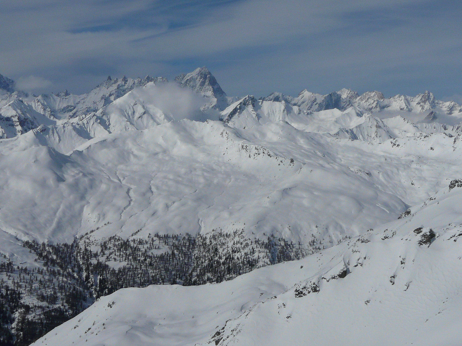 Testa d'Eifra au premier plan et les Grandes Jorasses au fond