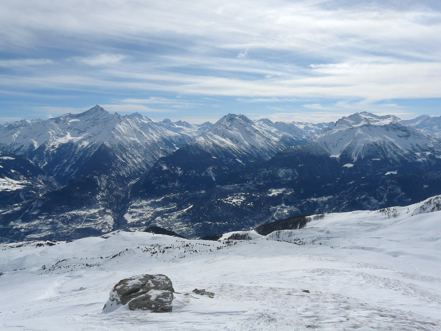 Vue en direction du val de de Cogne, Valsavarenche, Val de Rhême et de Valgrisenche