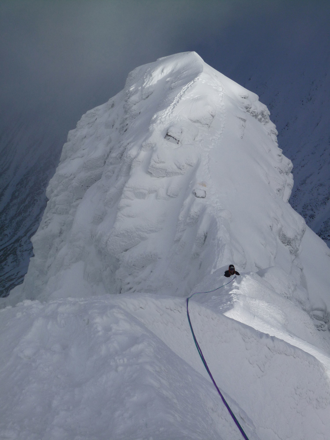 Sur l'arête de Tower Ridge après le gap (sortie de Glover's Chminey)