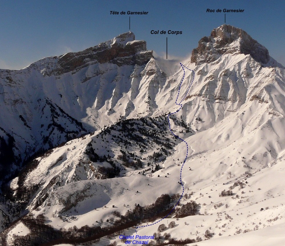 Col de Corps - Face E (itinéraire à ski)