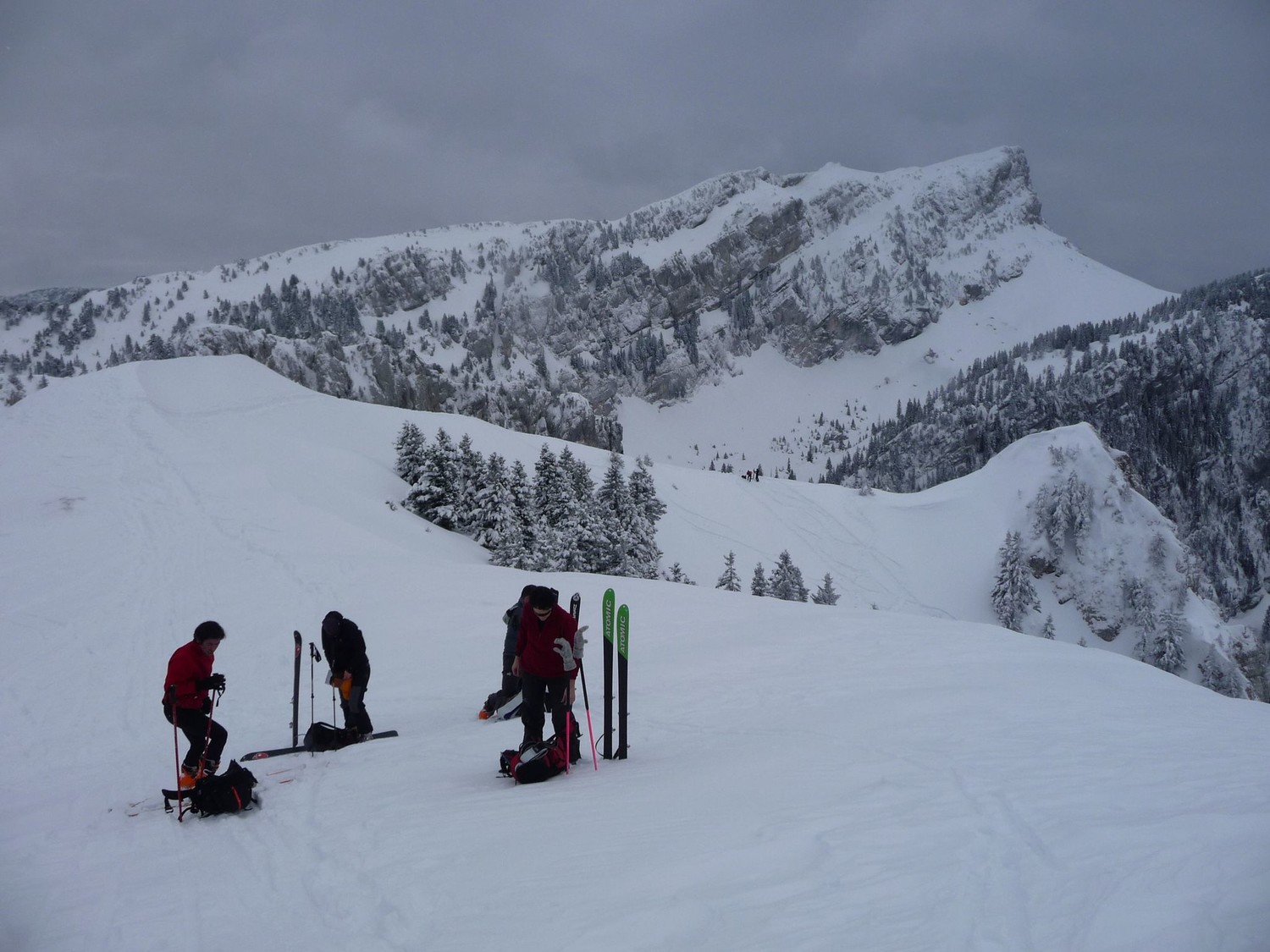 Tout le monde se prépare pour la descente couloir W