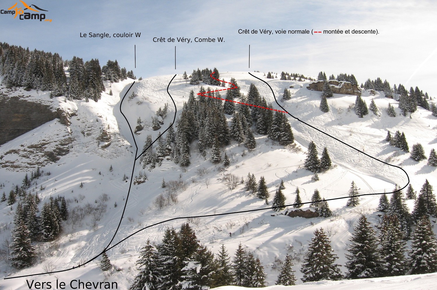 Crêt de Véry (VN et Combe NW) et Sangle (couloir W)