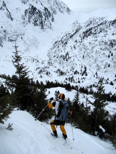 Descente avant une remontée au col de la Perrière, en haut