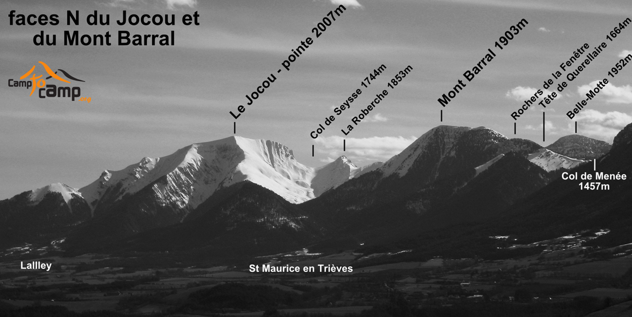 les faces N du Jocou et du Barral vues du Trièves