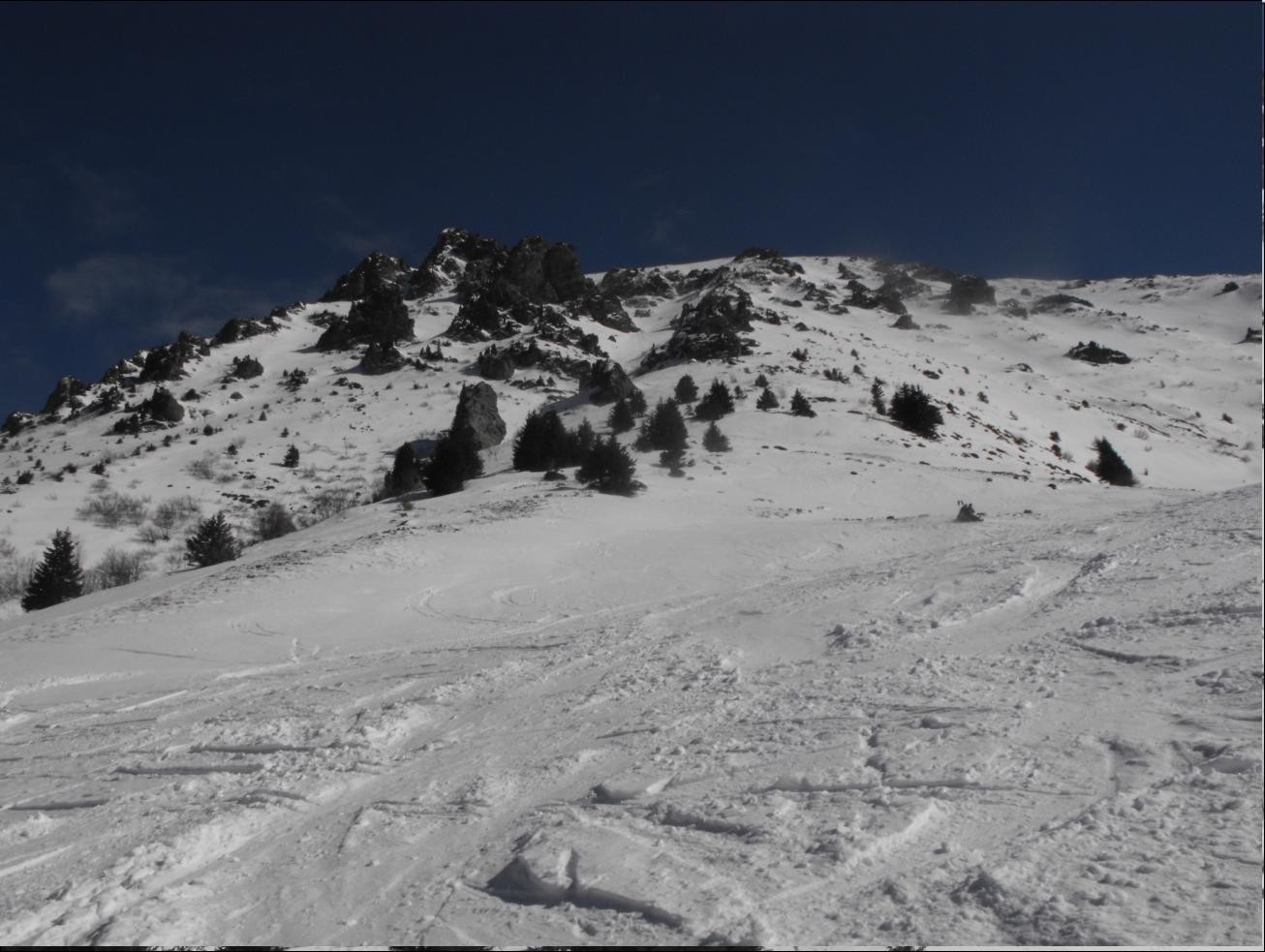 Voie de descente, vue de la cabane du Colon